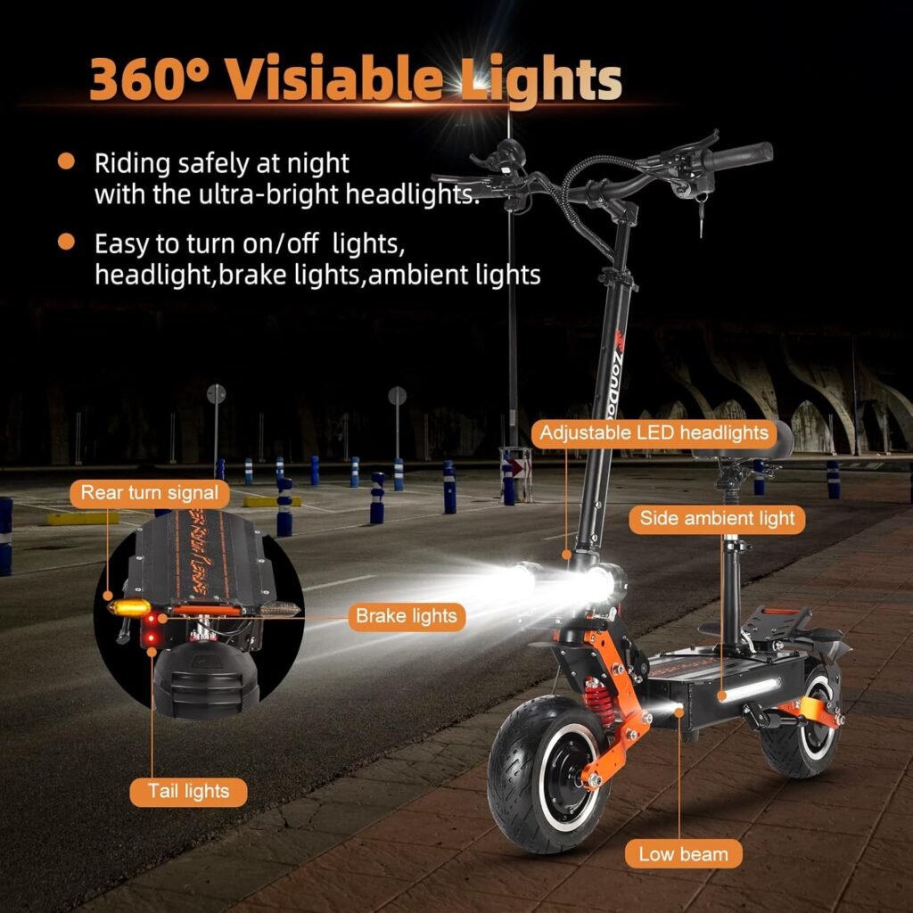 MetaMoov ZO01 Plus electric scooter night ride with LED lights